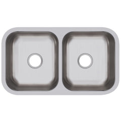 Elkay DCFU3118 Elkay 31-3/4 inch L x 18-1/4 inch W x 8 inch D 18 ga 300 Stainless Steel 2-Bowl Undermount Kitchen Sink