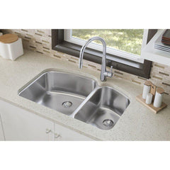 Elkay ELUH31229RPD Lustertone Classic Stainless Steel Double Bowl Undermount Kitchen Sink 32-3/4 x 21 x 9