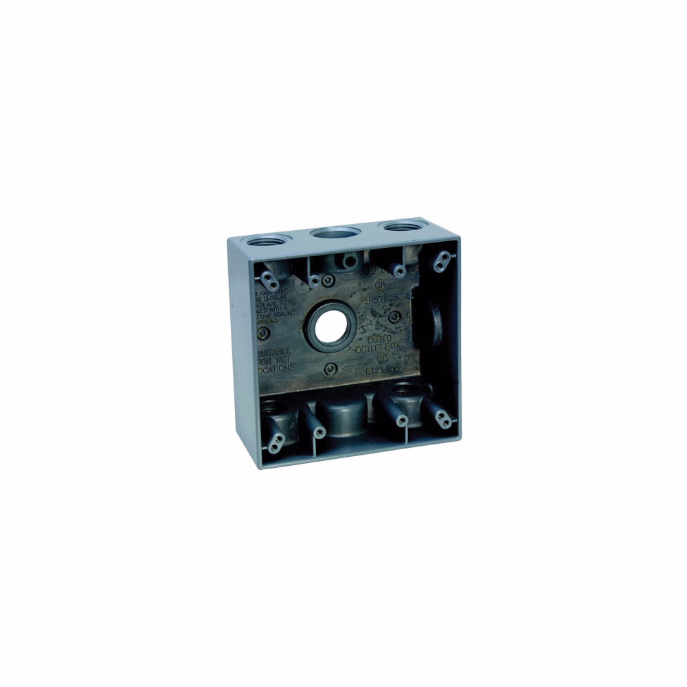 Crouse-Hinds TP7106 Weatherproof Outlet Box, 30.5 cu-in, 2 Gangs, 5 Outlets, 3/4 Knockouts