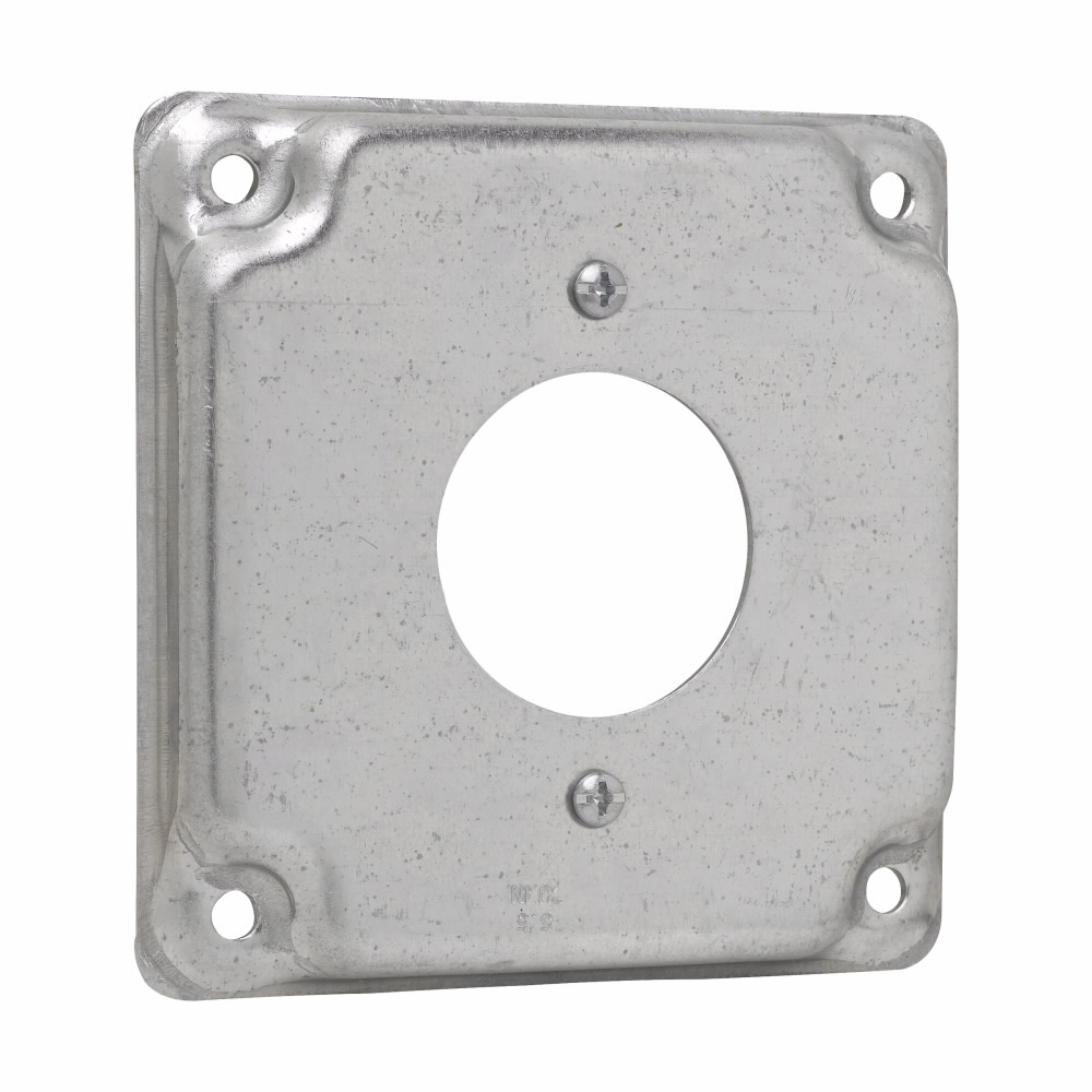 Crouse-Hinds TP507 4 Square Surface Cover, 20 Amp Single Receptacle, 1-19/32 in Hole, 1/2 Raised, 5.5 cu.in