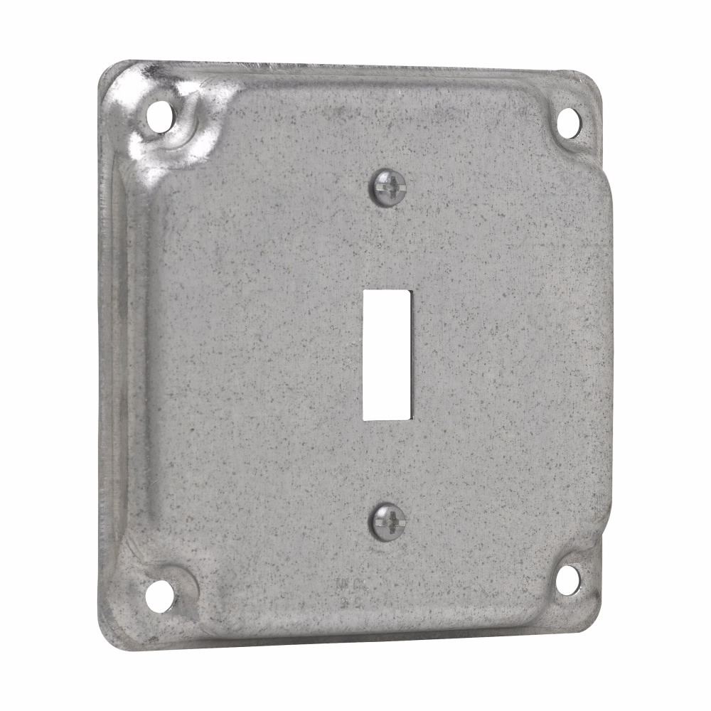 Crouse-Hinds TP512 4 Square Surface Cover, For One Toggle Switch, 5.5 Cubic Inch, Steel