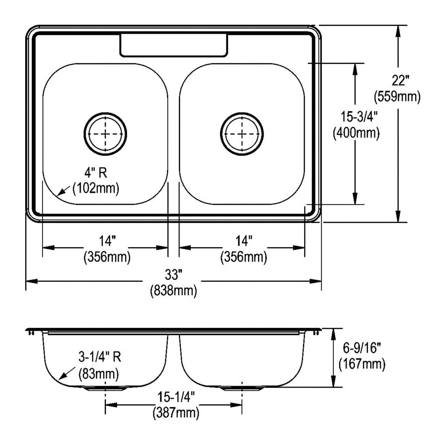 Elkay D233224 Sink Kitchen Dayton Satin Rect 4 Top 2