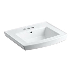 Kohler K-2358-4-0 Archer Vitreous China Rectangle Pedestal Sink Basin (24 in L x 20-1/2 in W x 7.938 in H)