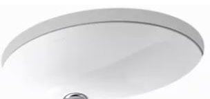 Kohler K-2210-0 Caxton 1-Basin Vitreous China Undermount Lavatory Sink, 19-1/4 in L x 16-1/4 in W x 7-1/2 in H