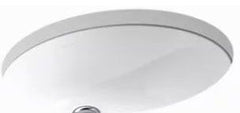 Kohler K-2210-0 Caxton 1-Basin Vitreous China Undermount Lavatory Sink, 19-1/4 in L x 16-1/4 in W x 7-1/2 in H