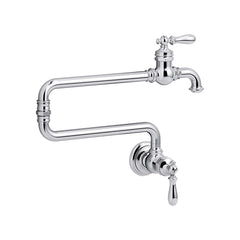 Kohler K-99270-CP Artifacts Wall Mount Pot Filler Kitchen Sink Faucet, 4 gpm, 2 Handle, Polished Chrome