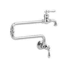 Kohler K-99270-CP Artifacts Wall Mount Pot Filler Kitchen Sink Faucet, 4 gpm, 2 Handle, Polished Chrome