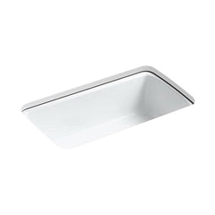 Kohler K-5864-5U-0 Cape Dory Enameled Cast Iron Undermount Kitchen Sink, 33 inch x 22 inch, White