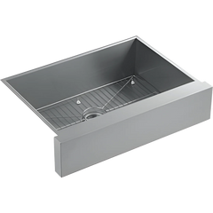 Kohler K-3943-NA Vault 18 Guage Stainless Steel Undermount Kitchen Sink with Shortened Apron-Front (35-1/2 inch x 21-1/4 inch)