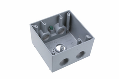 Legrand WPBD252 Pass & Seymour WPBD252 1/2 Inch 37 In. Gray Die-Cast Aluminum 2-Gang 5-Hole Knockout Mounting Weatherproof Box