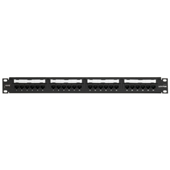 Leviton 69586-U24 CAT6 Universal Patch Panel, 24-Port, 1U RMS, with Cable Management Bar