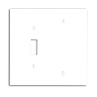 LEVITON Leviton 80506-I 2-Gang Smooth Ivory Thermoset Box Mount Midway Combination Wallplate