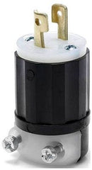 Leviton ML1-P 15 Amp 125 Volt 2-Pole 2 Wire Industrial Grade Non-Grounding MiniLock Black/White Locking Plug