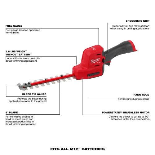 Milwaukee Tool 2533-20 M12 FUEL 8 Hedge Trimmer