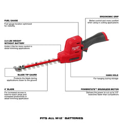 Milwaukee Tool 2533-20 M12 FUEL 8 Hedge Trimmer