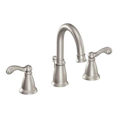 Moen WS84004SRN Traditional Two Handle Widespread Bathroom Sink Faucet In Spot Resist Brushed Nickel