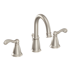 Moen WS84004SRN Traditional Two Handle Widespread Bathroom Sink Faucet In Spot Resist Brushed Nickel