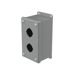 nVent E2PB PB1 Pushbutton Enclosure, 5-3/4 in L x 3-1/4 in W x 2-3/4 in D, 2 Outlets, NEMA 12/IP65