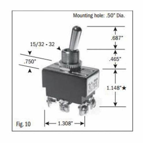 Selecta SS208C-BG SEL Toggle Switch DPST (ON)/OFF/(ON) 15AMP@125VAC 10AMP@250VAC