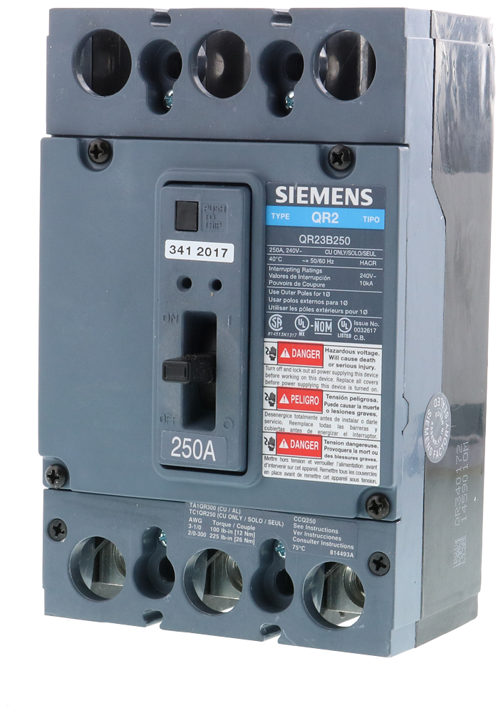 Siemens QR23B250 QR MCCB 10kA at 240V 250A 3 Pole