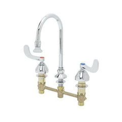 T&S Brass B-2865-04 Medical Faucet, Deck Mount, 8 Centers, Rigid/Swivel Gooseneck w/ Rosespray