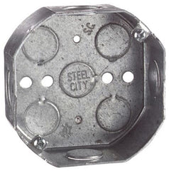 ABB 54151-1/2-&-3/4 Steel City 4in Octagon Box STL 15.8cu 1/2&3/4-KO