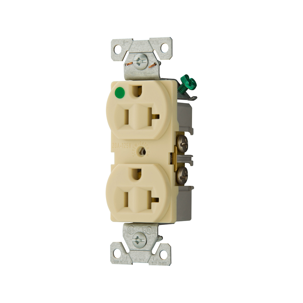 Crouse-Hinds 8300V Arrow Hart Wiring 20 Amp 125 VAC 2-Pole 3-Wire NEMA 5-20R Ivory Straight Blade Duplex Receptacle