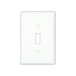 COOPER WIRING DEVICES PJ1W Mid-Size Toggle Wallplate, 1-Gang, Polycarbonate, White