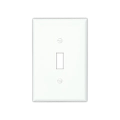 COOPER WIRING DEVICES PJ1W Mid-Size Toggle Wallplate, 1-Gang, Polycarbonate, White