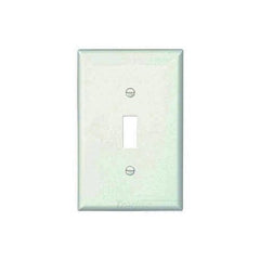 COOPER WIRING DEVICES PJ1W Mid-Size Toggle Wallplate, 1-Gang, Polycarbonate, White