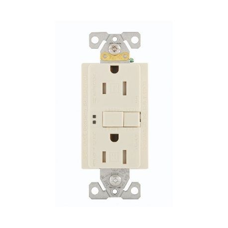 EATON TRSGF15LA-M Duplex Self-Test Tamper-Resistant GFCI Receptacle 125 VAC 15 A 2 Poles 3 Wires Light Almond