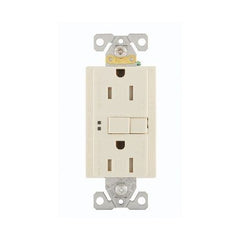 EATON TRSGF15LA-M Duplex Self-Test Tamper-Resistant GFCI Receptacle 125 VAC 15 A 2 Poles 3 Wires Light Almond