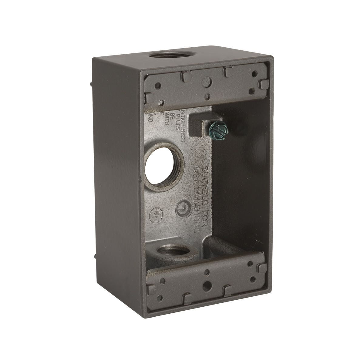 Hubbell 5320-2 Weatherproof Outlet Box 3 Outlets 1 Gang 1/2 in Knockout