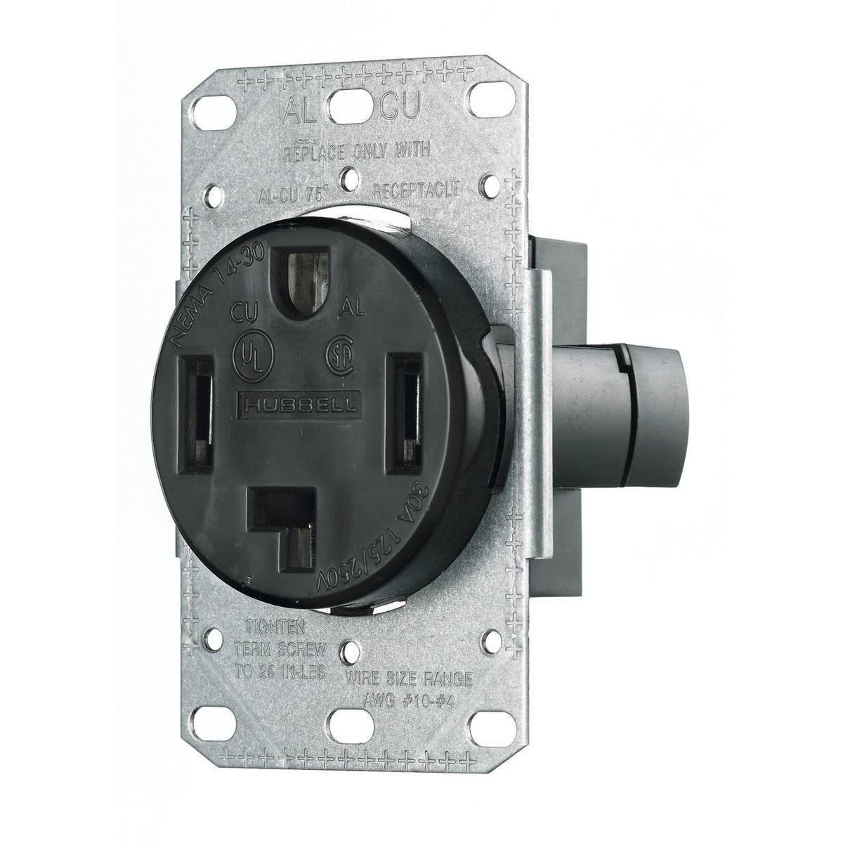 Hubbell RR430F Wiring Device-Kellems Straight Blade Power Receptacle 30A 125/250V