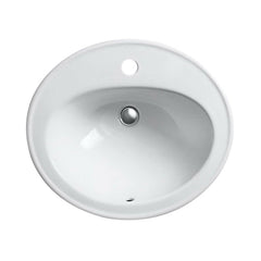 Kohler K-2196-1-0 Pennington 1-Hole Single-Bowl Oval Drop-In Bathroom Sink, 20-1/4 in x 17-1/2 in, White