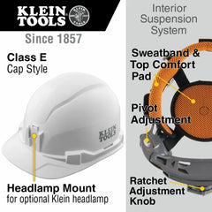 Klein Tools 60100 Hard Hat Non-Vented Cap Style White