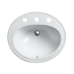 Kohler K-2196-8-0 Pennington Vitreous China 3-Hole Single-Bowl Widespread Oval Drop-In Bathroom Sink