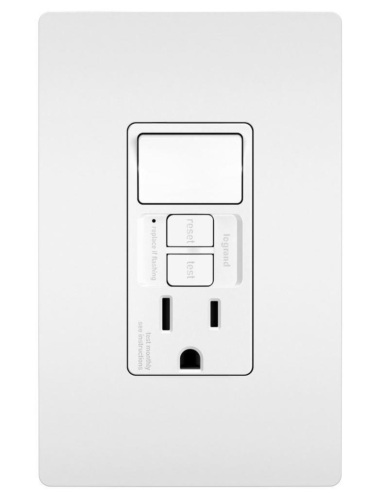 Legrand 1597SWTTRWCCD4 Combination Tamper-Resistant 15A Self-Test Single-Pole Switch/GFCI - White