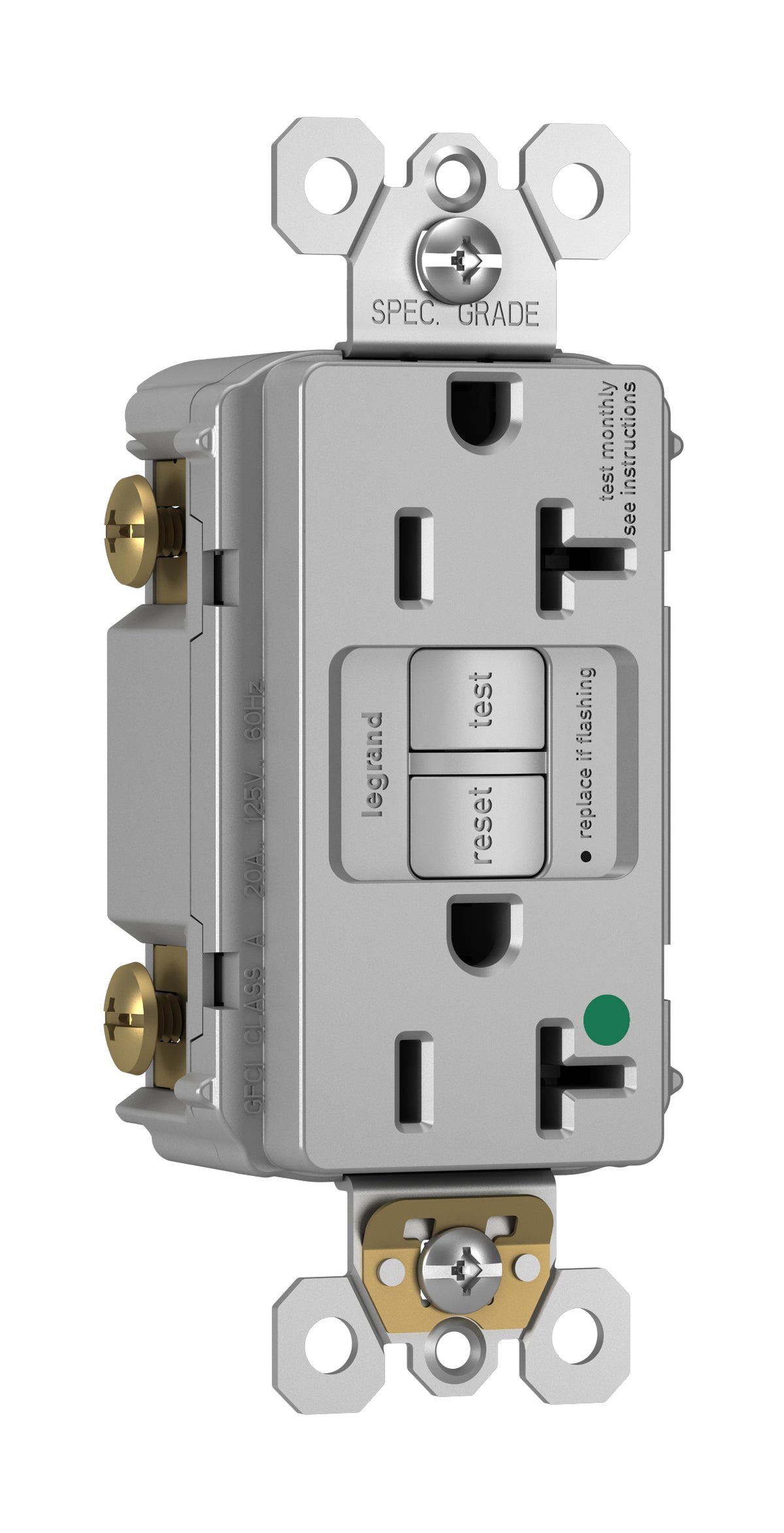 Legrand-Pass & Seymour 2097HGGRY 20A 125V Self Test GFCI Hospital Grade Gray