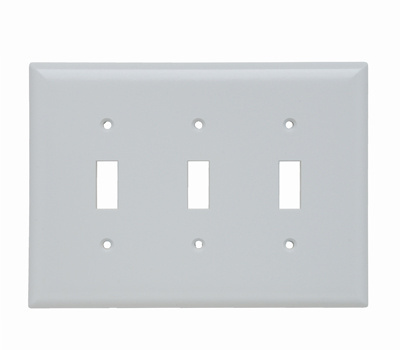 Legrand SPJ3W Pass & Seymour SPJ3-W 3-Gang 3-Toggle White Smooth Thermoset Plastic Junior-Jumbo Wallplate