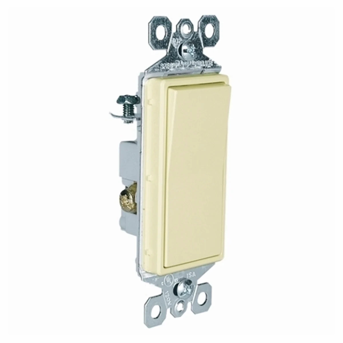 Legrand TM873I Decorator Switch, 3-Way 15Amp 120/277V Grounding, Ivory