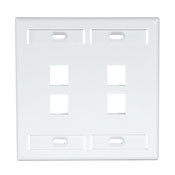 Leviton 42080-4WP Dual Gang QuickPort Wall Plate with ID Windows, 4-Port, White