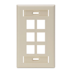 Leviton 42080-6IS QuickPort Wall Plate with ID window, Single-Gang, 6-Port, Ivory