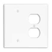 Leviton 80508-I 2-Gang 1-Duplex 1-Blank Device Combination Wallplate Midway Size