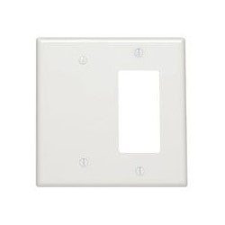 Leviton 80608-W 2-gang 1-blank 1-decora/gfci Device Combination Wallplate, Midway Size, Thermoset, White