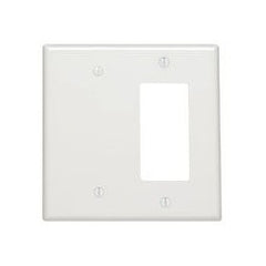 Leviton 80608-W 2-gang 1-blank 1-decora/gfci Device Combination Wallplate, Midway Size, Thermoset, White