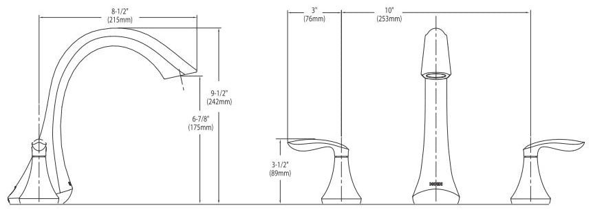 Moen T943BN Eva Two Handle Roman Tub Faucet