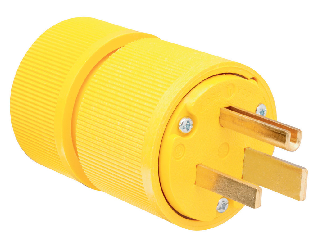 Pass & Seymour D0651 Gator Grip Plug, 50amp 250V Grounding - Yellow