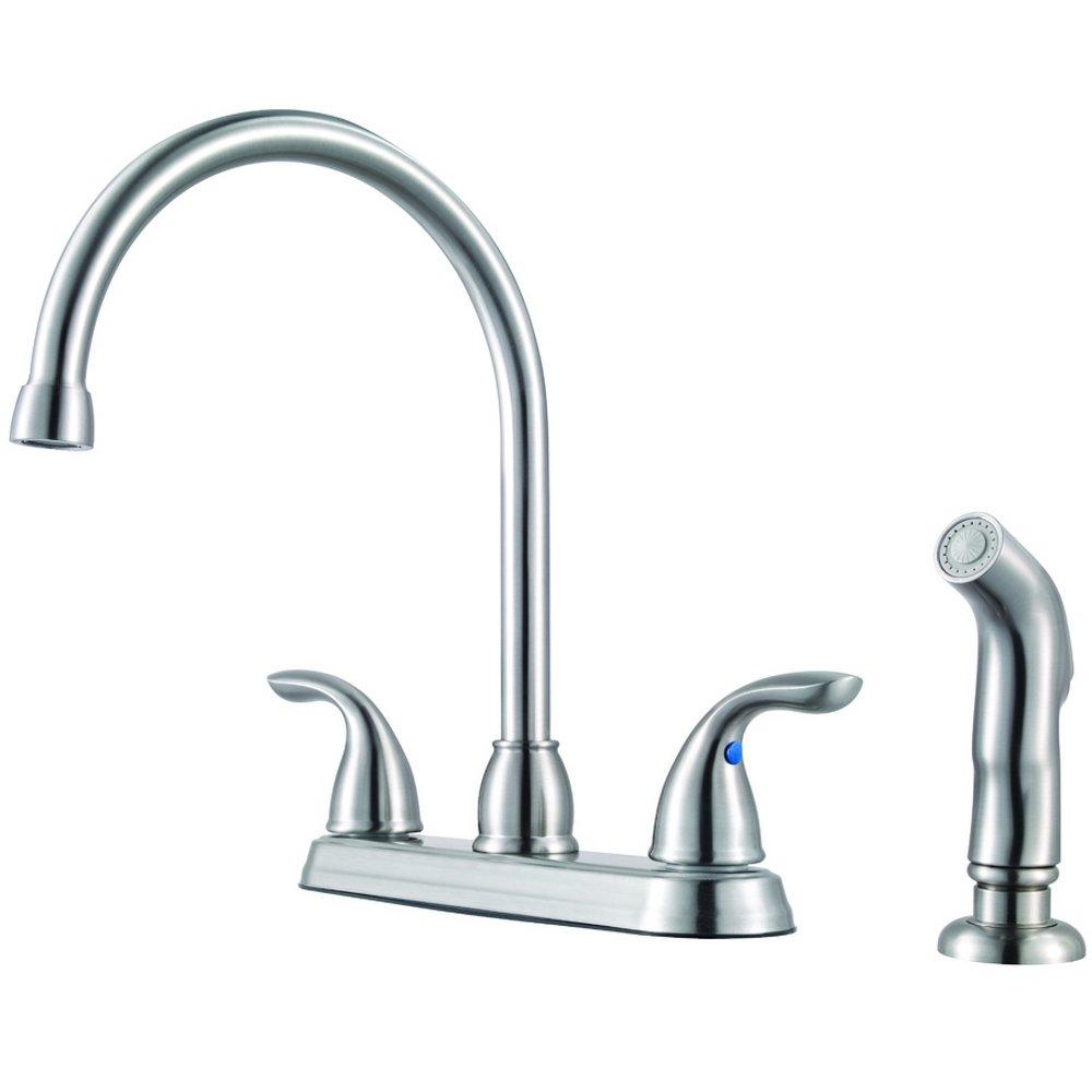 Pfister G136-500S Pfirst Series Two Handle Kitchen Faucet with Side Spray in Stainless Steel