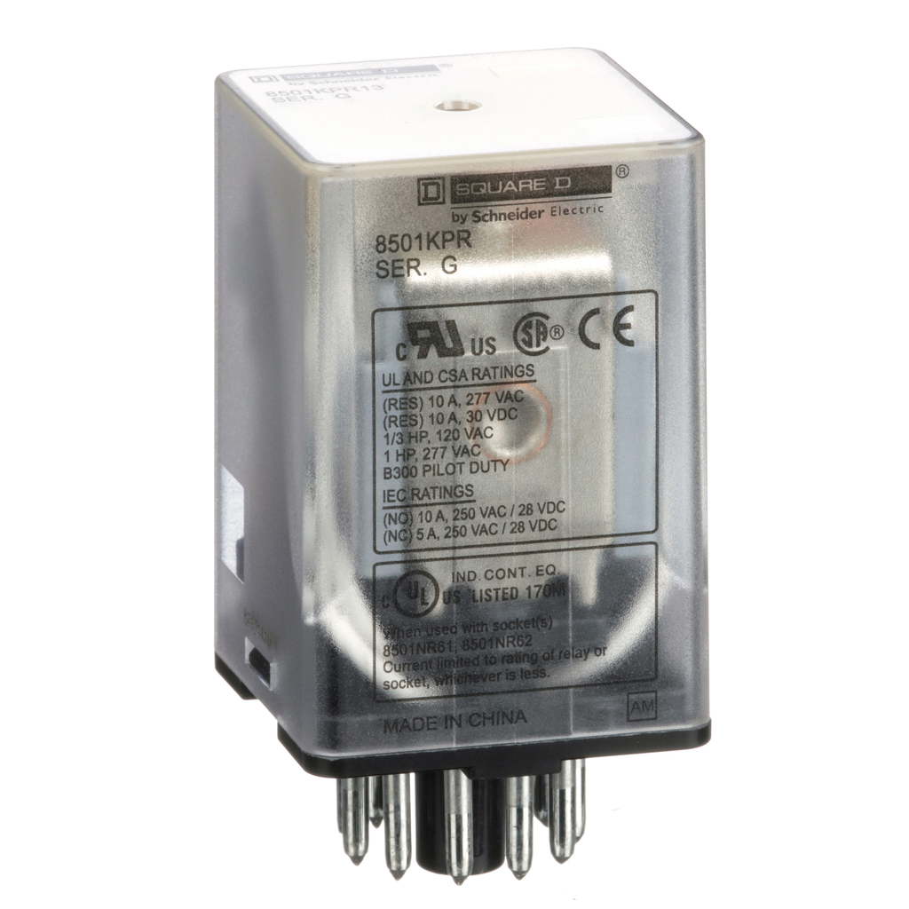 Square D 8501KPR13V24 Plug in Relay Typ 1 HP at 277 VAC